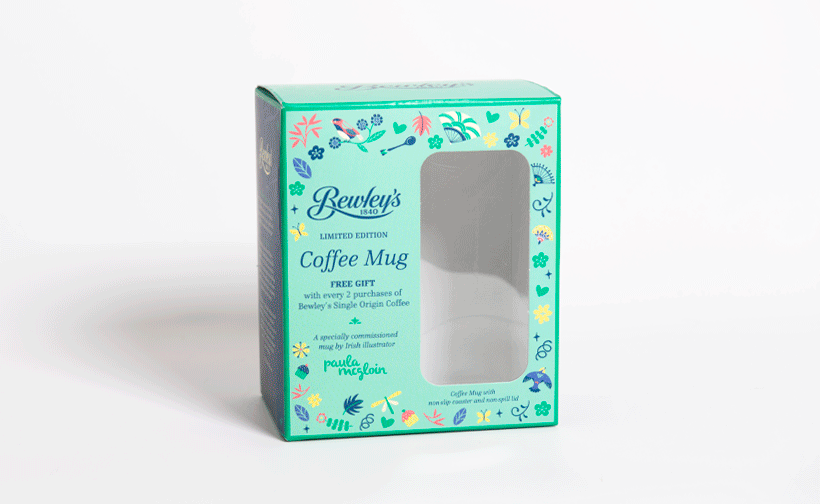 Bewleys' coffee mug box packaging